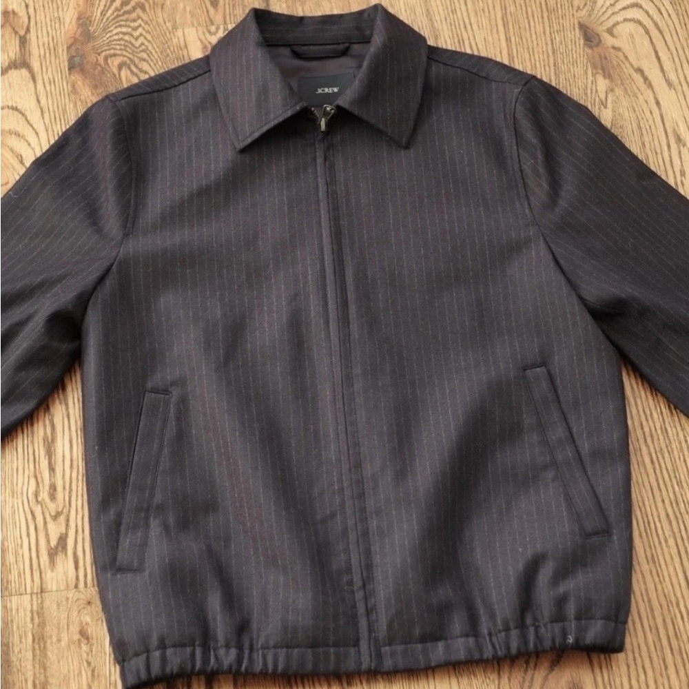 J. Crew Pinstripe wool bomber